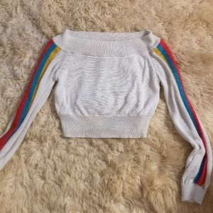 Honey Punch  sweater with stripes on the sleeves